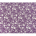 Royal Purple White Floral Line Art Print Premium Silk Crepe Fabric, 110 Cms, India-D26881