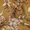 Mustard Yellow Floral Botanical Print Premium Silk Crepe Fabric, 110 Cms, India-D26866