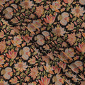 Black Multicolor Intricate Floral Allover Print Premium Silk Crepe Fabric, 110 Cms, India-D26886