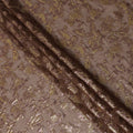 Mocha Brown Floral Patterned Silk Chiffon Fabric with Metallic Lurex, 110 Cms Width, Made in South Korea-D26354