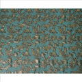 Teal Green Floral Patterned Silk Chiffon Fabric with Metallic Lurex, 110 Cms Width, Made in South Korea-D26350