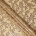 Champagne Beige Floral Patterned Silk Chiffon Fabric with Metallic Lurex, 110 Cms Width, Made in South Korea-D26353