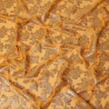 Golden Yellow Floral Patterned Silk Chiffon Fabric with Metallic Lurex, 110 Cms Width, Made in South Korea-D26351
