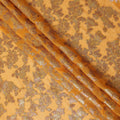 Golden Yellow Floral Patterned Silk Chiffon Fabric with Metallic Lurex, 110 Cms Width, Made in South Korea-D26351