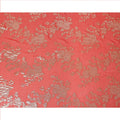 Coral Red Floral Patterned Silk Chiffon Fabric with Metallic Lurex, 110 Cms Width, Made in South Korea-D26352