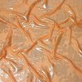 Peach Gold Floral Patterned Silk Chiffon Fabric with Metallic Lurex, 110 Cms Width, Made in South Korea-D26349