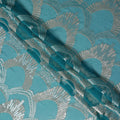 Turquoise Blue Geometric Patterned Silk Chiffon Fabric with Metallic Lurex, 140 Cms Width, Made in South Korea-D26347