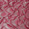 Rose Pink Geometric Patterned Silk Chiffon Fabric with Metallic Lurex, 140 Cms Width, Made in South Korea-D26345