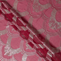 Rose Pink Geometric Patterned Silk Chiffon Fabric with Metallic Lurex, 140 Cms Width, Made in South Korea-D26345