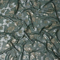 Sage Green Floral Patterned Silk Chiffon Fabric with Metallic Lurex, 140 Cms Width, Made in South Korea-D26344