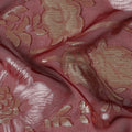 Dusty Rose Floral Patterned Silk Chiffon Fabric with Metallic Lurex, 140 Cms Width, Made in South Korea-D26342