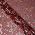 Dusty Rose Floral Patterned Silk Chiffon Fabric with Metallic Lurex, 140 Cms Width, Made in South Korea-D26342