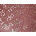 Dusty Rose Floral Patterned Silk Chiffon Fabric with Metallic Lurex, 140 Cms Width, Made in South Korea-D26342