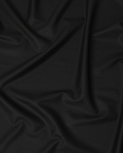 Jet Black Premium Super 130’s Italian All Wool Suiting Fabric by CARLO BARBERA, Width 150 Cms, 3.50 Mtrs, Made in Italy-D26540