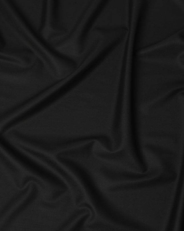 Jet Black Premium Super 130’s Italian All Wool Suiting Fabric by CARLO BARBERA, Width 150 Cms, 3.50 Mtrs, Made in Italy-D26540