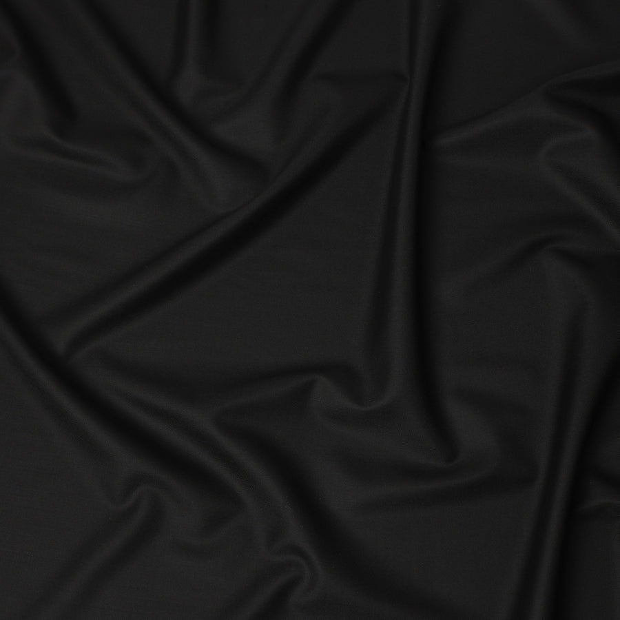 Jet Black Premium Super 130’s Italian All Wool Suiting Fabric by CARLO BARBERA, Width 150 Cms, 3.50 Mtrs, Made in Italy-D26540