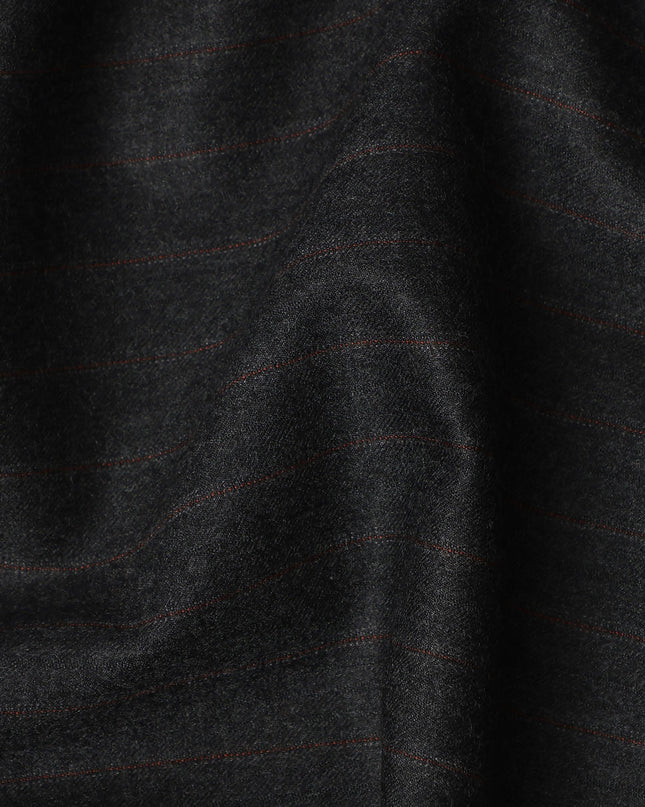 Charcoal Black Pinstripe Premium Super 140’s Italian All Wool Suiting Fabric by CARLO BARBERA, Width 150 Cms, 3.750 Mtrs, Made in Italy-D26561