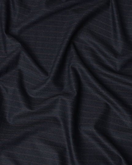 Dark Navy Pinstripe Premium Super 140’s Italian All Wool Suiting Fabric by CARLO BARBERA, Width 150 Cms, 3.750 Mtrs, Made in Italy-D26559