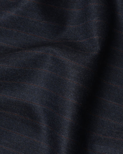 Dark Navy Pinstripe Premium Super 140’s Italian All Wool Suiting Fabric by CARLO BARBERA, Width 150 Cms, 3.750 Mtrs, Made in Italy-D26559