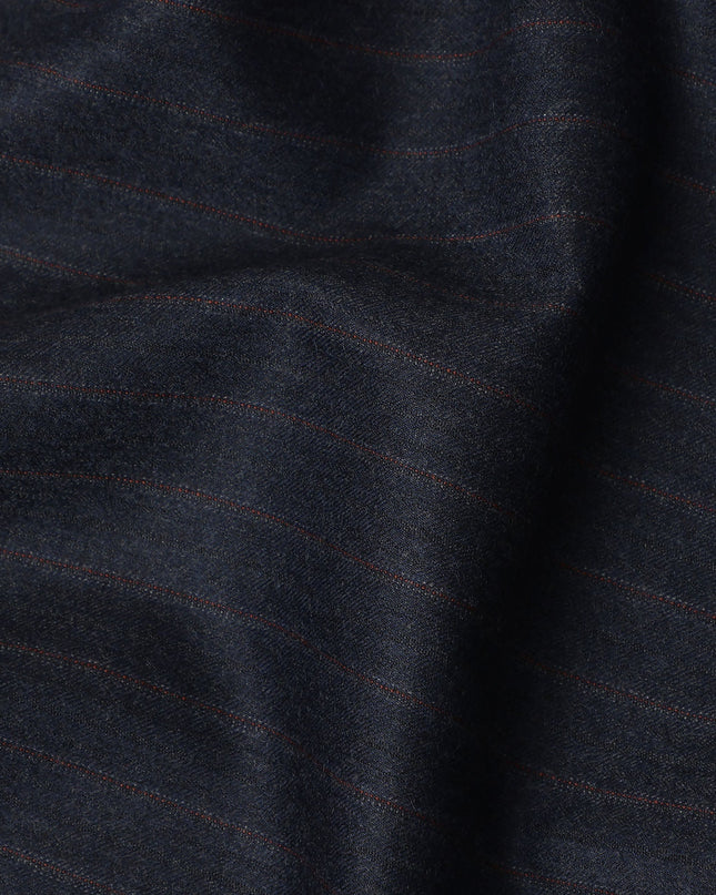 Dark Navy Pinstripe Premium Super 140’s Italian All Wool Suiting Fabric by CARLO BARBERA, Width 150 Cms, 3.750 Mtrs, Made in Italy-D26559