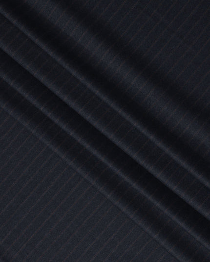 Dark Navy Pinstripe Premium Super 140’s Italian All Wool Suiting Fabric by CARLO BARBERA, Width 150 Cms, 3.750 Mtrs, Made in Italy-D26559