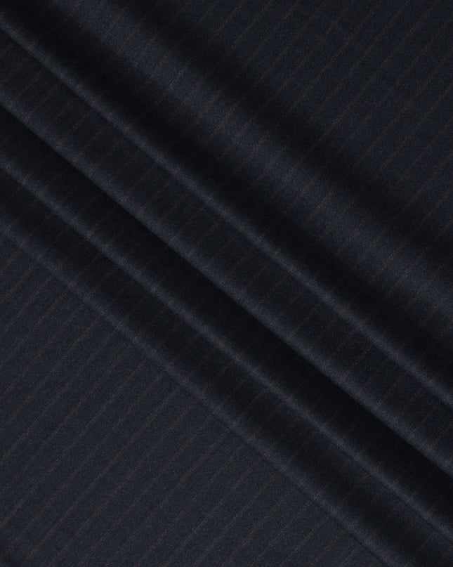 Dark Navy Pinstripe Premium Super 140’s Italian All Wool Suiting Fabric by CARLO BARBERA, Width 150 Cms, 3.750 Mtrs, Made in Italy-D26559