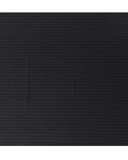 Charcoal Black Pinstripe Premium Super 140’s Italian All Wool Suiting Fabric by CARLO BARBERA, Width 150 Cms, 3.750 Mtrs, Made in Italy-D26562