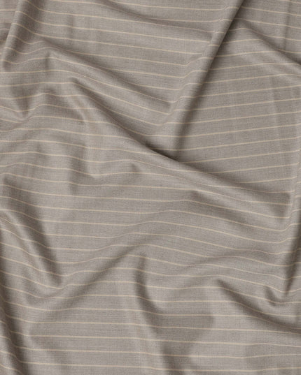 Sand Beige Pinstripe Premium Super 140’s Italian All Wool Suiting Fabric by CARLO BARBERA, Width 150 Cms, 3.750 Mtrs, Made in Italy-D26560