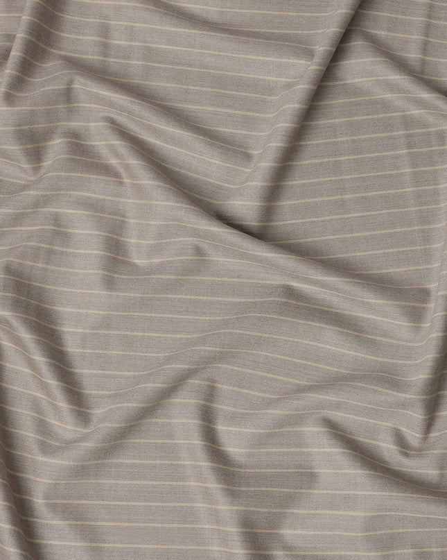 Sand Beige Pinstripe Premium Super 140’s Italian All Wool Suiting Fabric by CARLO BARBERA, Width 150 Cms, 3.750 Mtrs, Made in Italy-D26560