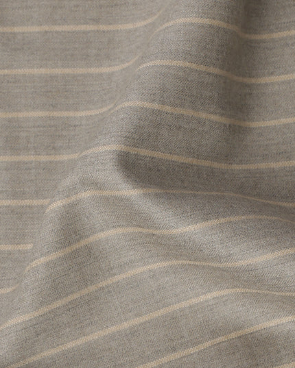Sand Beige Pinstripe Premium Super 140’s Italian All Wool Suiting Fabric by CARLO BARBERA, Width 150 Cms, 3.750 Mtrs, Made in Italy-D26560