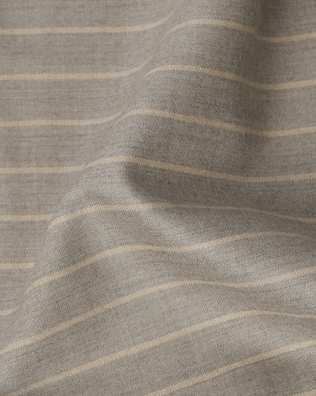 Sand Beige Pinstripe Premium Super 140’s Italian All Wool Suiting Fabric by CARLO BARBERA, Width 150 Cms, 3.750 Mtrs, Made in Italy-D26560