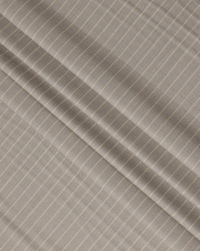Sand Beige Pinstripe Premium Super 140’s Italian All Wool Suiting Fabric by CARLO BARBERA, Width 150 Cms, 3.750 Mtrs, Made in Italy-D26560
