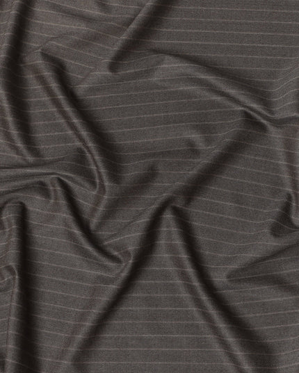 Ash Brown Pinstripe Premium Super 140’s Italian All Wool Suiting Fabric by CARLO BARBERA, Width 150 Cms, 3.750 Mtrs, Made in Italy-D26563