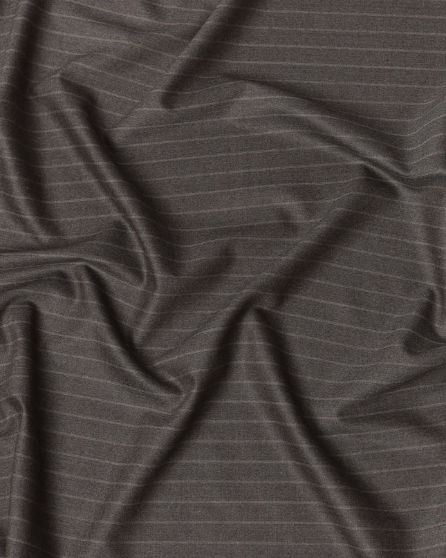Ash Brown Pinstripe Premium Super 140’s Italian All Wool Suiting Fabric by CARLO BARBERA, Width 150 Cms, 3.750 Mtrs, Made in Italy-D26563