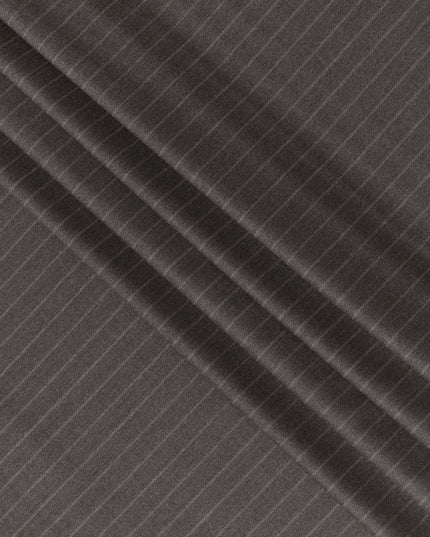 Ash Brown Pinstripe Premium Super 140’s Italian All Wool Suiting Fabric by CARLO BARBERA, Width 150 Cms, 3.750 Mtrs, Made in Italy-D26563