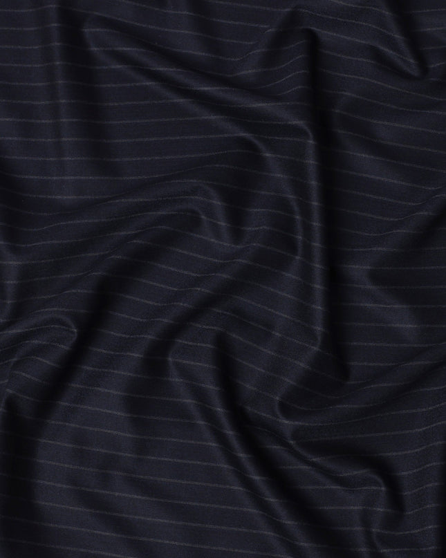 Navy Blue Pinstripe Premium Super 140’s Italian All Wool Suiting Fabric by CARLO BARBERA, Width 150 Cms, 3.750 Mtrs, Made in Italy-D26558
