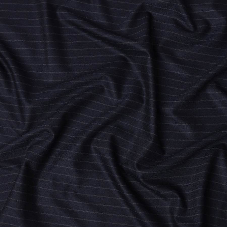 Navy Blue Pinstripe Premium Super 140’s Italian All Wool Suiting Fabric by CARLO BARBERA, Width 150 Cms, 3.750 Mtrs, Made in Italy-D26558