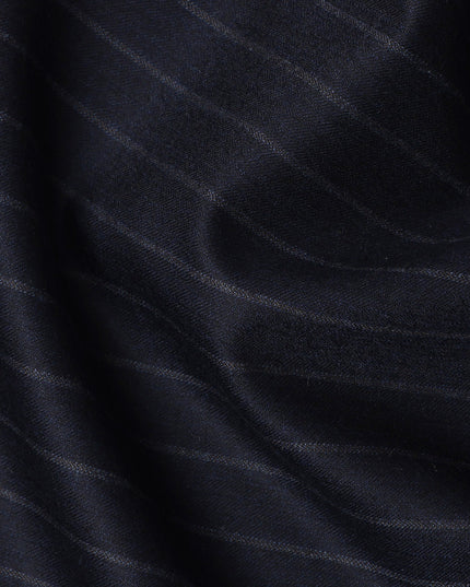 Navy Blue Pinstripe Premium Super 140’s Italian All Wool Suiting Fabric by CARLO BARBERA, Width 150 Cms, 3.750 Mtrs, Made in Italy-D26558