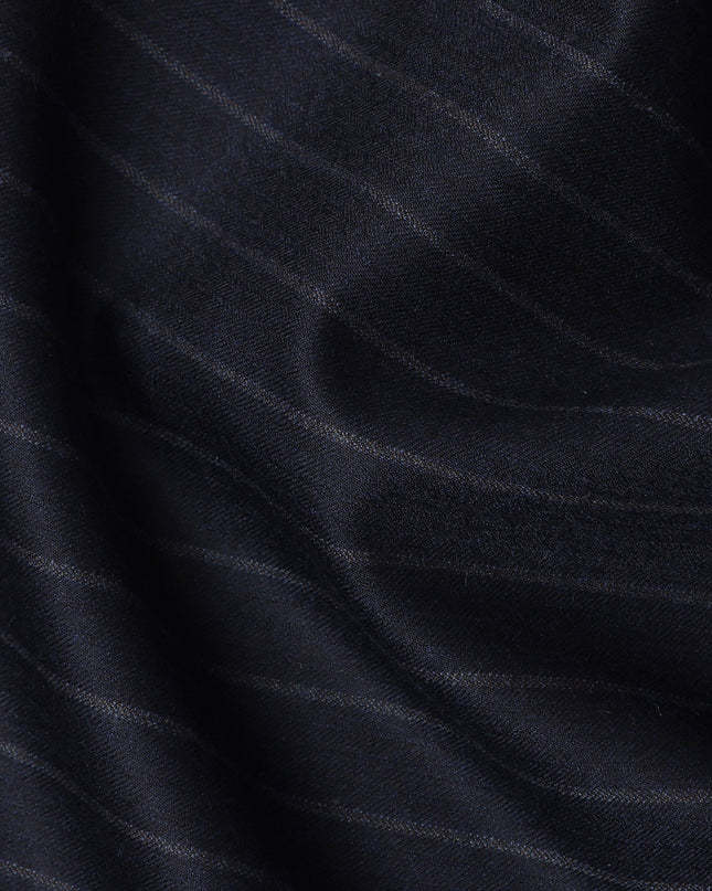 Navy Blue Pinstripe Premium Super 140’s Italian All Wool Suiting Fabric by CARLO BARBERA, Width 150 Cms, 3.750 Mtrs, Made in Italy-D26558
