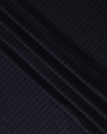 Navy Blue Pinstripe Premium Super 140’s Italian All Wool Suiting Fabric by CARLO BARBERA, Width 150 Cms, 3.750 Mtrs, Made in Italy-D26558