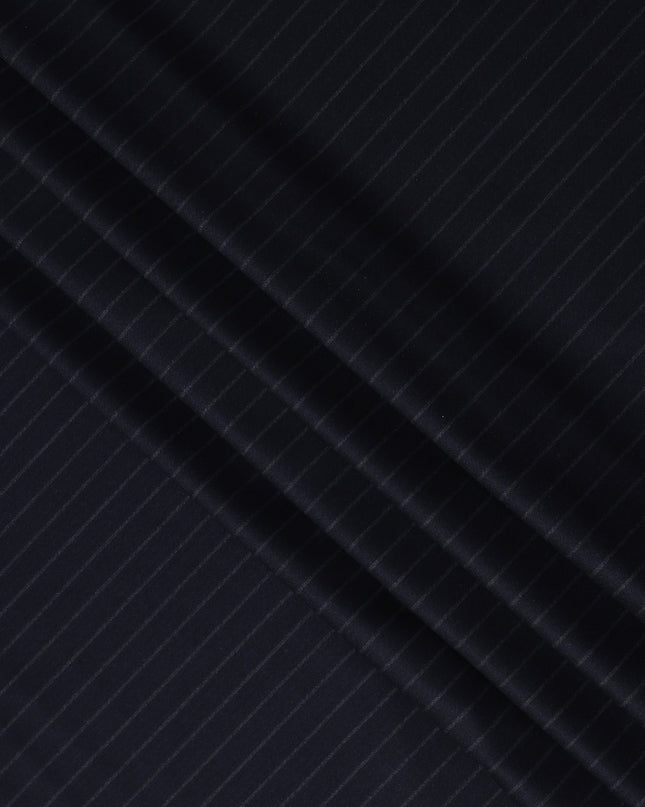 Navy Blue Pinstripe Premium Super 140’s Italian All Wool Suiting Fabric by CARLO BARBERA, Width 150 Cms, 3.750 Mtrs, Made in Italy-D26558