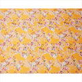 Golden Yellow Floral Printed Premium Pure Silk Satin Fabric with Pastel Blossom Design, 140 cms Width, Made in Italy-D26310
