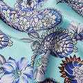 Aqua Blue Paisley and Floral Printed Premium Pure Silk Satin Fabric with Intricate Multicolor Design, 140 cms Width, Made in Italy-D26313