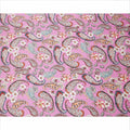 Pink Paisley and Floral Printed Premium Pure Silk Satin Fabric with Multicolor Ornate Design, 140 cms Width, Made in Italy-D26306