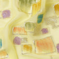 Soft Lemon Yellow Multicolor Premium Pure Silk Chiffon Fabric with Metallic Hand Print in Geometric Design, 110 Cms, South Korea-D26911