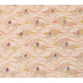 Peach Floral Metallic Hand Print Pure Silk Chiffon Fabric, 110 Cms, South Korea-D26925
