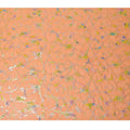 Peach Orange Abstract Metallic Hand Print Premium Pure Silk Chiffon Fabric, 110 Cms, South Korea-D26915