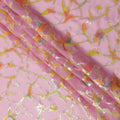 Blush Pink Abstract Metallic Hand Print Pure Silk Chiffon Fabric, 110 Cms, South Korea-D26919