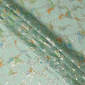 Mint Green Abstract Metallic Hand Print Premium Pure Silk Chiffon Fabric, 110 Cms, South Korea-D26914