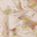Nude Blush Abstract Metallic Hand Print Premium Pure Silk Chiffon Fabric, 110 Cms, South Korea-D26917